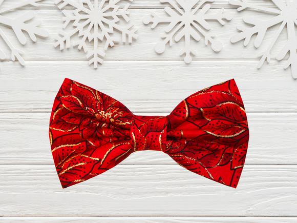 Pet bow tie - Poinsettia (red and gold)