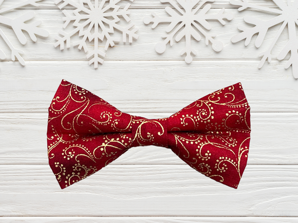 Pet bow tie - Xmas Red and Gold